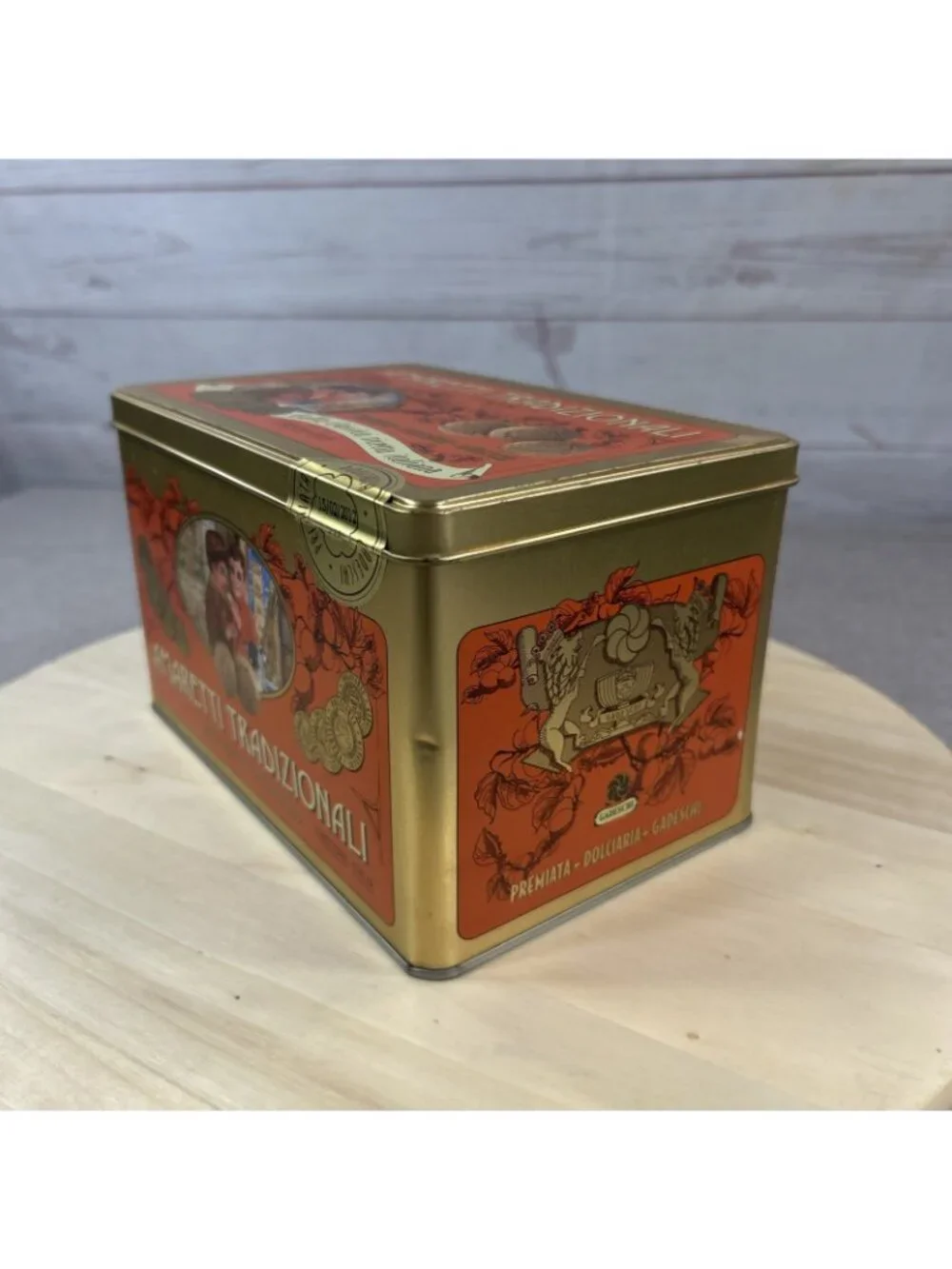 2012 Amaretti Tradizionali Italiann Cookie Tin Hinged lid Rectangle canister 7x5